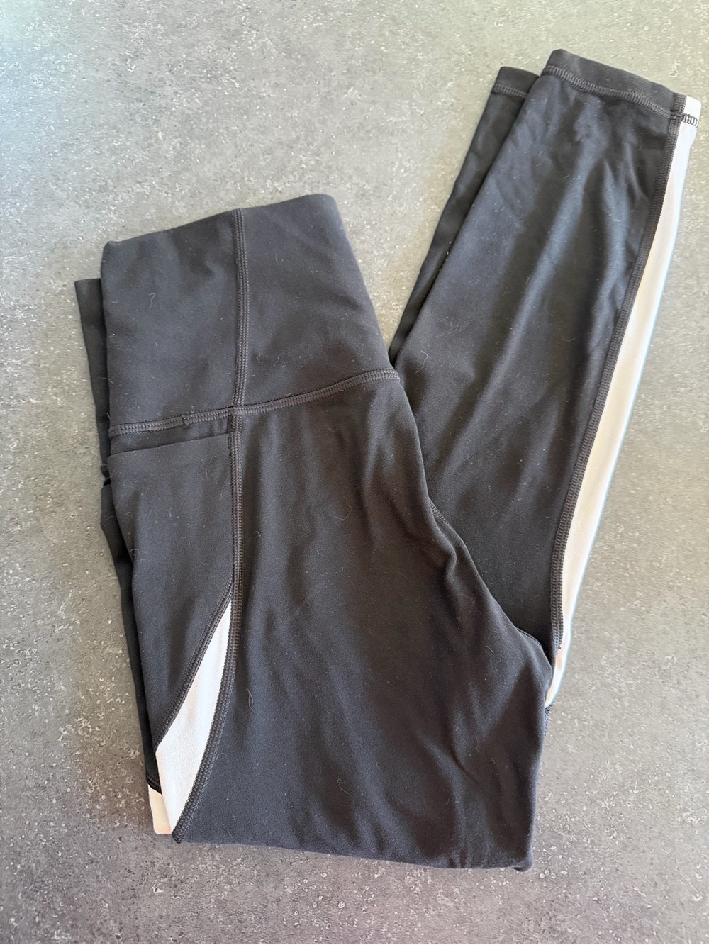 Athleta Black Leggings with White Side Panels